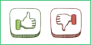pros and cons with thumbs up and thumbs down